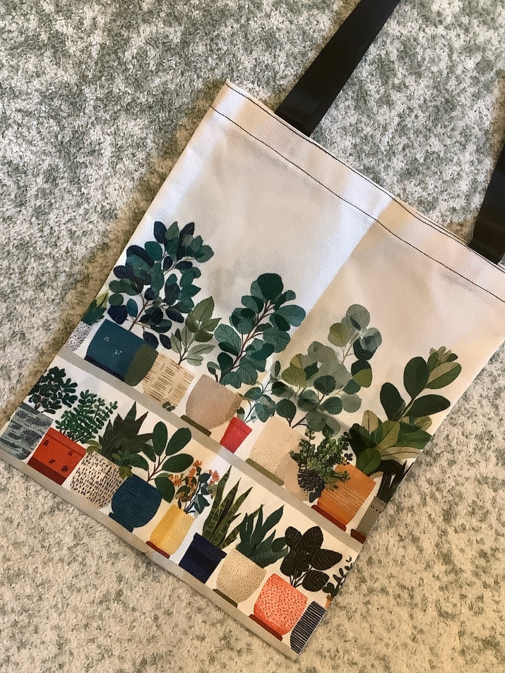 Botanical Gardening Potted Plants Poly Canvas Tote Bag NWT 13.5x15.50”
